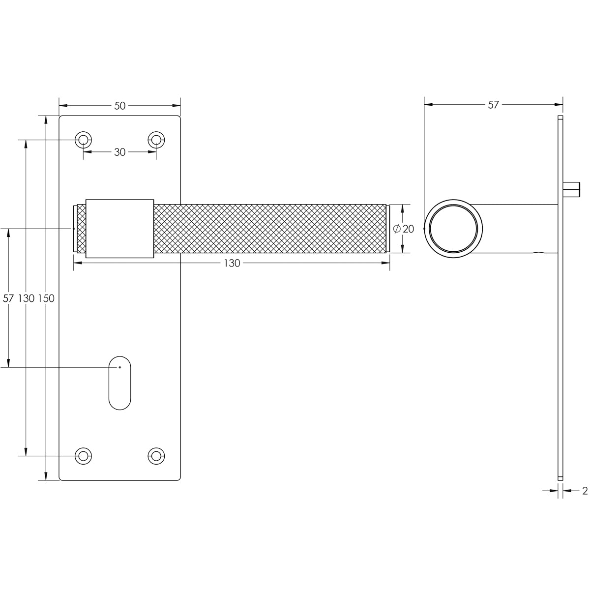 NERO T-BAR LEVER HANDLE LOCK 150x50x130 MBK