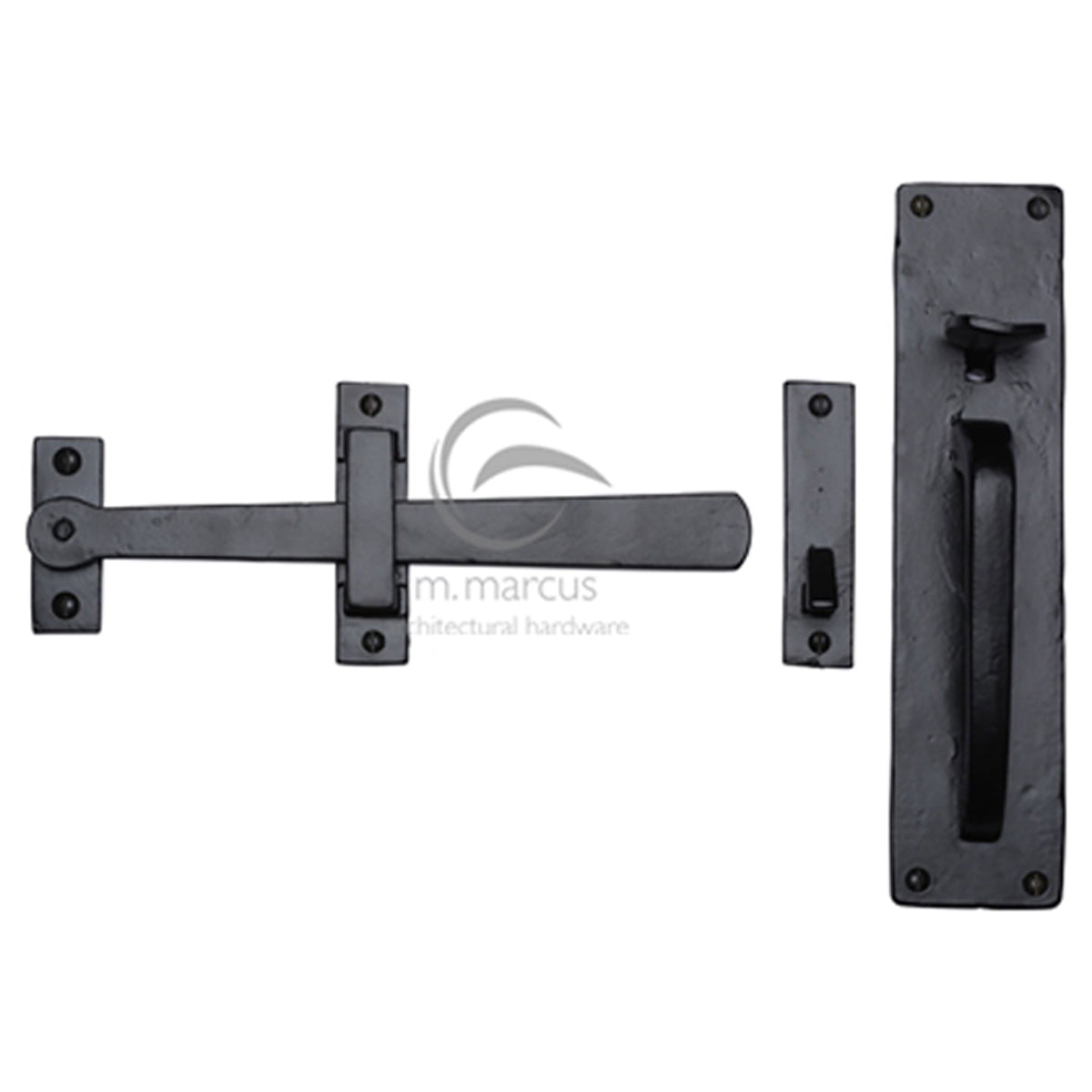 GATE HANDLE+LATCH 218x50 BLK
