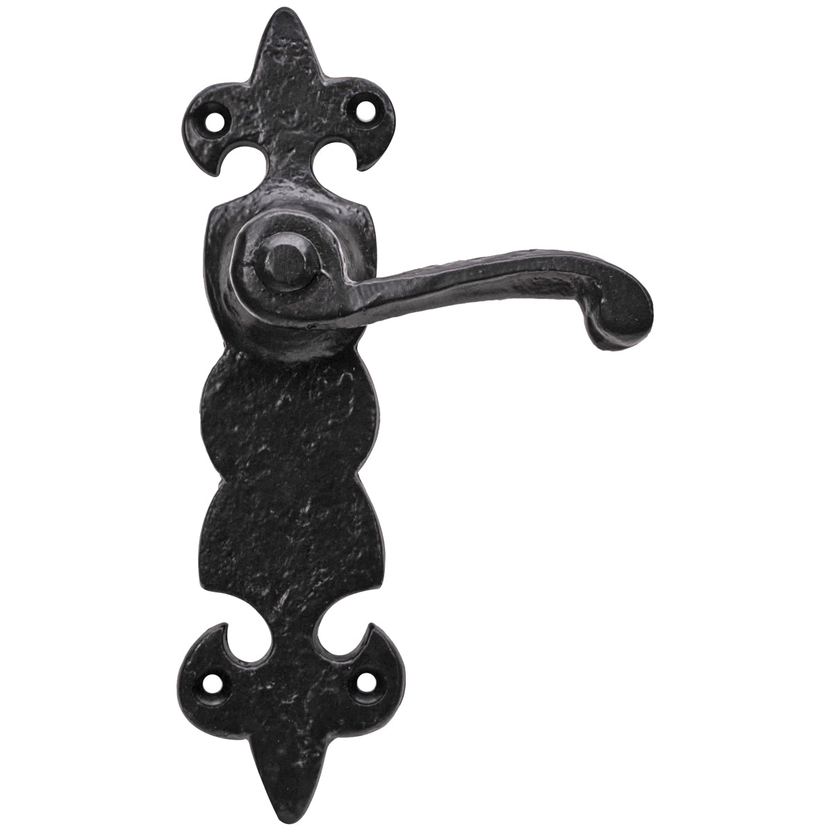 BLACK ANTIQUE FLEUR-DE-LYS LEVER HANDLE SET LATCH 184x50 ABK