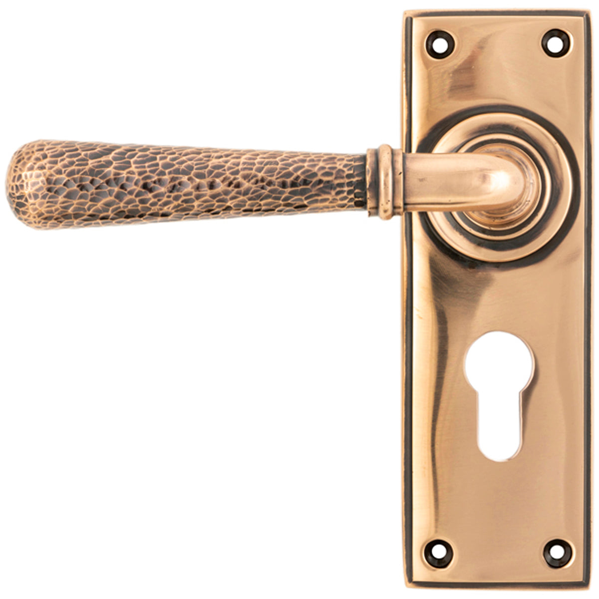 HAMMERED NEWBURY LEVER HANDLE EURO 124x152x70 PBZ