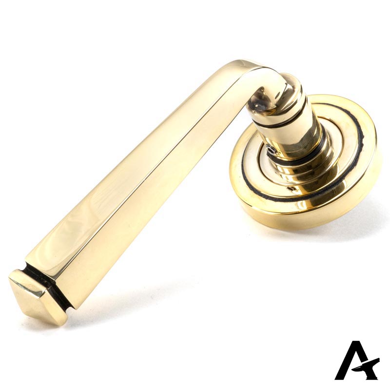 AVON LEVER HANDLE+ROSE UNSPRUNG ART DECO 53x118x63 AGBR - 49946 by MARCHES (ANVIL) ARCHITECTURAL HARDWARE