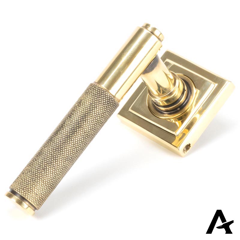 BROMPTON LEVER HANDLE+ROSE UNSPRUNG SQUARE 125x53x70 AGBR - 49996 by MARCHES (ANVIL) ARCHITECTURAL HARDWARE
