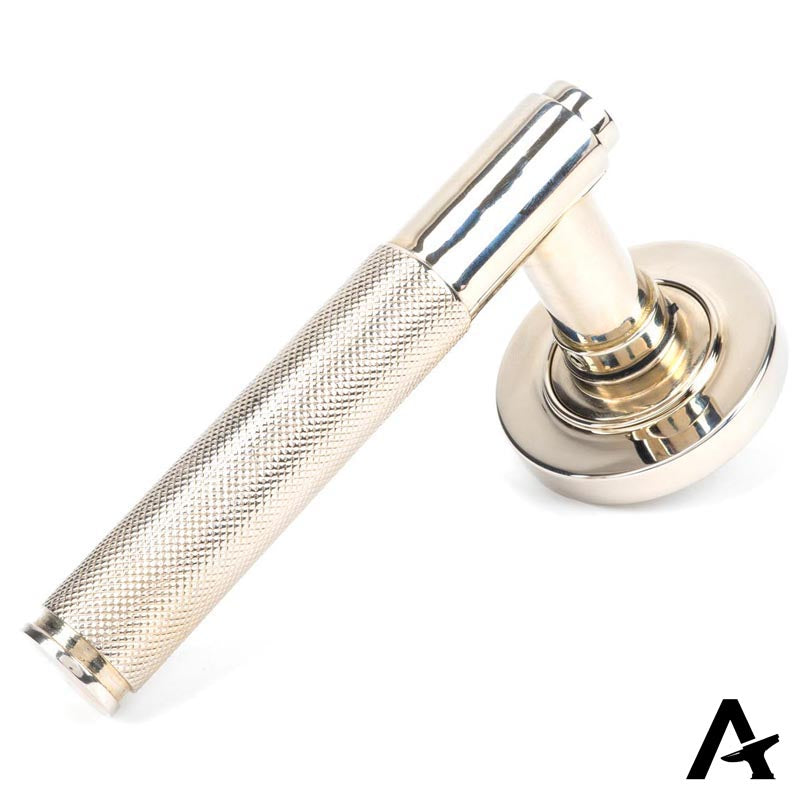 BROMPTON LEVER HANDLE+ROSE UNSPRUNG PLAIN 125x53x70 PNP - 50001 by MARCHES (ANVIL) ARCHITECTURAL HARDWARE