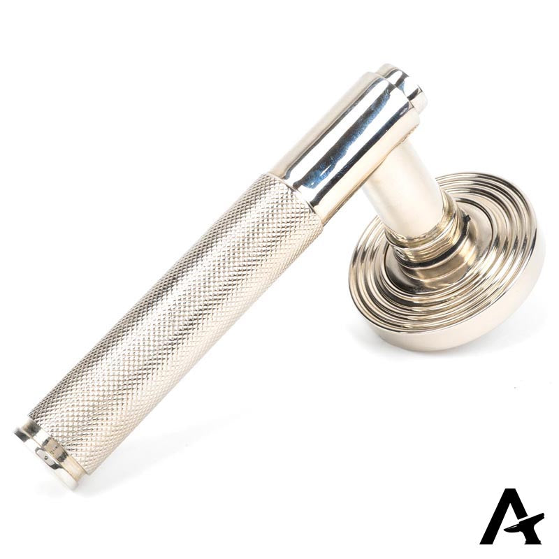 BROMPTON LEVER HANDLE+ROSE UNSPRUNG BEEHIVE 125x53x70 PNP - 50003 by MARCHES (ANVIL) ARCHITECTURAL HARDWARE