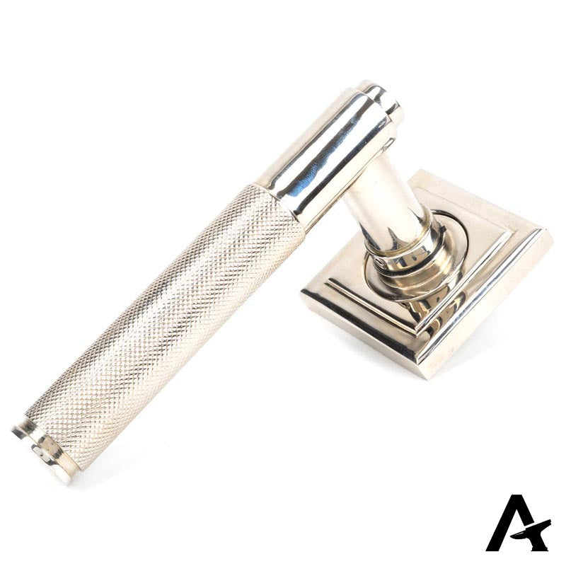 BROMPTON LEVER HANDLE+ROSE UNSPRUNG SQUARE 125x53x70 PNP - 50004 by MARCHES (ANVIL) ARCHITECTURAL HARDWARE