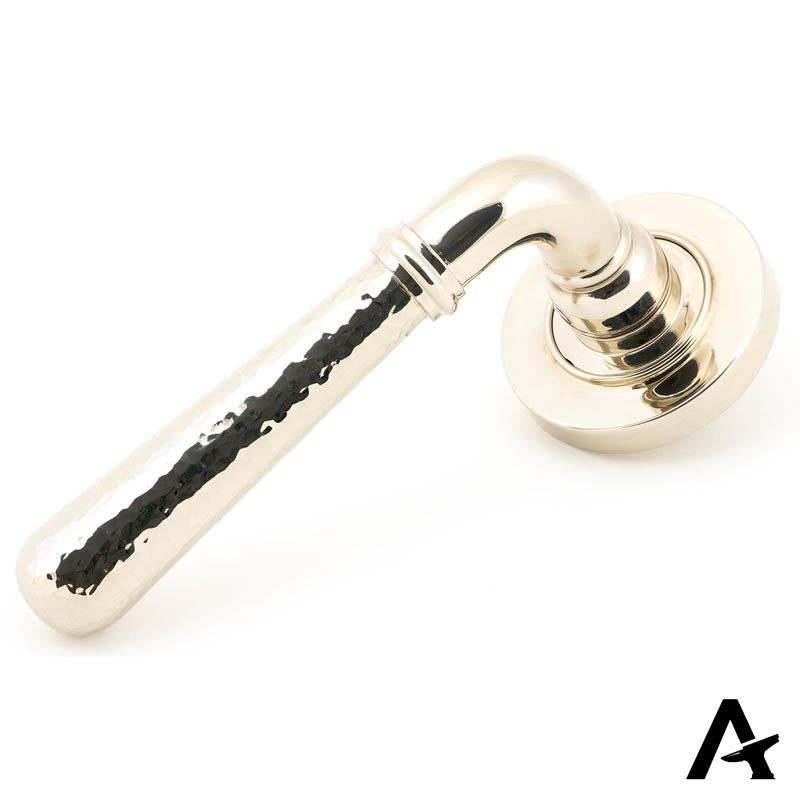 HAMMERED NEWBURY LEVER HANDLE+ROSE UNSPRUNG PLAIN 126x53x64 PNP - 50045 by MARCHES (ANVIL) ARCHITECTURAL HARDWARE