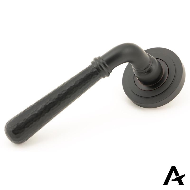 HAMMERED NEWBURY LEVER HANDLE+ROSE UNSPRUNG ART DECO 126x53x64 AGBZ by MARCHES (ANVIL) ARCHITECTURAL HARDWARE