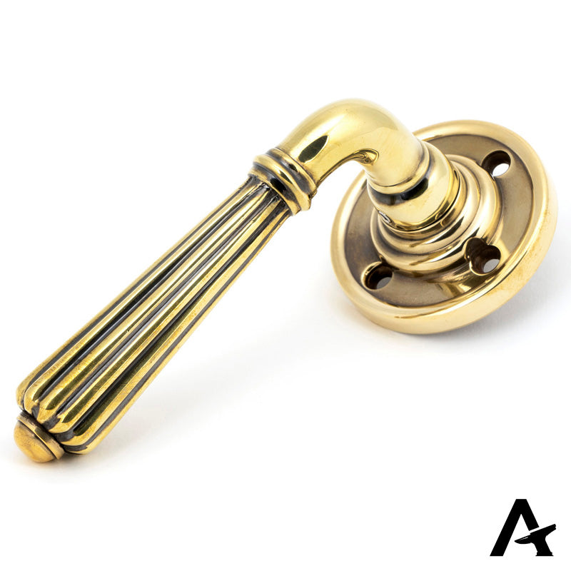 HINTON LEVER HANDLE+ROSE UNSPRUNG 128x60x70 AGBR - 50081 by MARCHES (ANVIL) ARCHITECTURAL HARDWARE