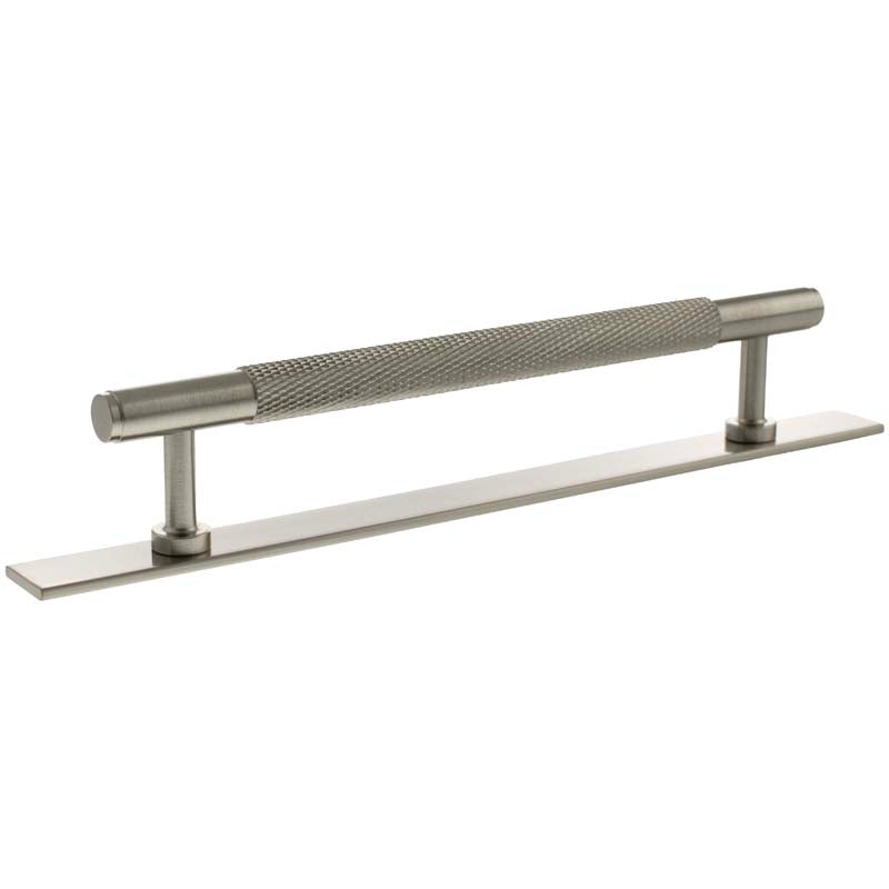 MILLHOUSE EIFFEL KNURLED CABINET T-BAR PULL+BACKPLATE 160HC BRS/SNP