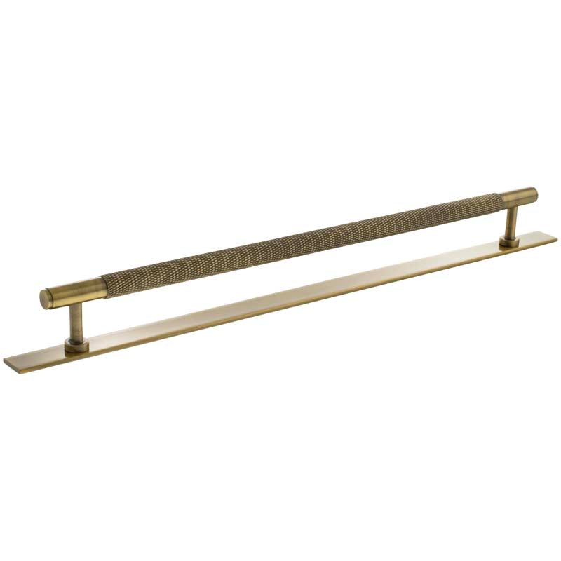 MILLHOUSE EIFFEL KNURLED CABINET T-BAR PULL+BACKPLATE 320HC BRS/ABR