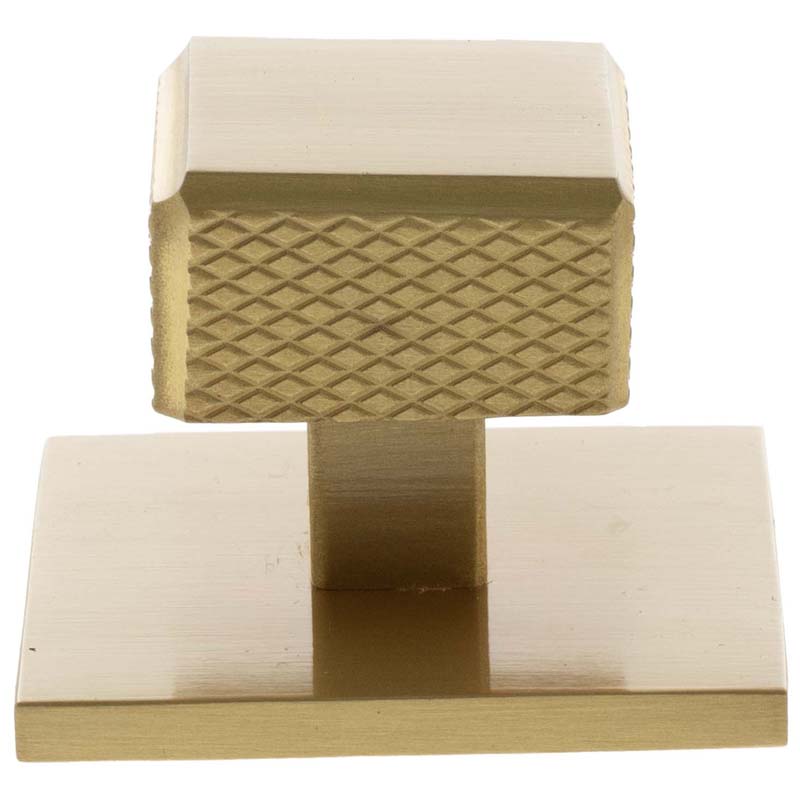MILLHOUSE EIFFEL KNURLED CABINET KNOB+BACKPLATE SQUARE 32x32x33 BRS/SBR