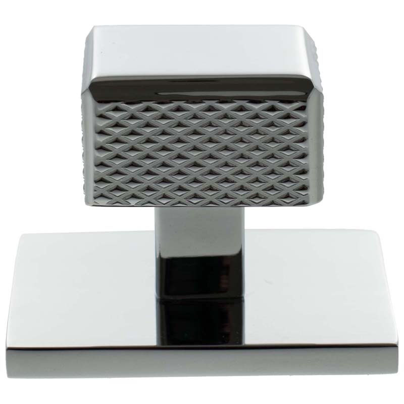 MILLHOUSE EIFFEL KNURLED CABINET KNOB+BACKPLATE SQUARE 32x32x33 BRS/PCP