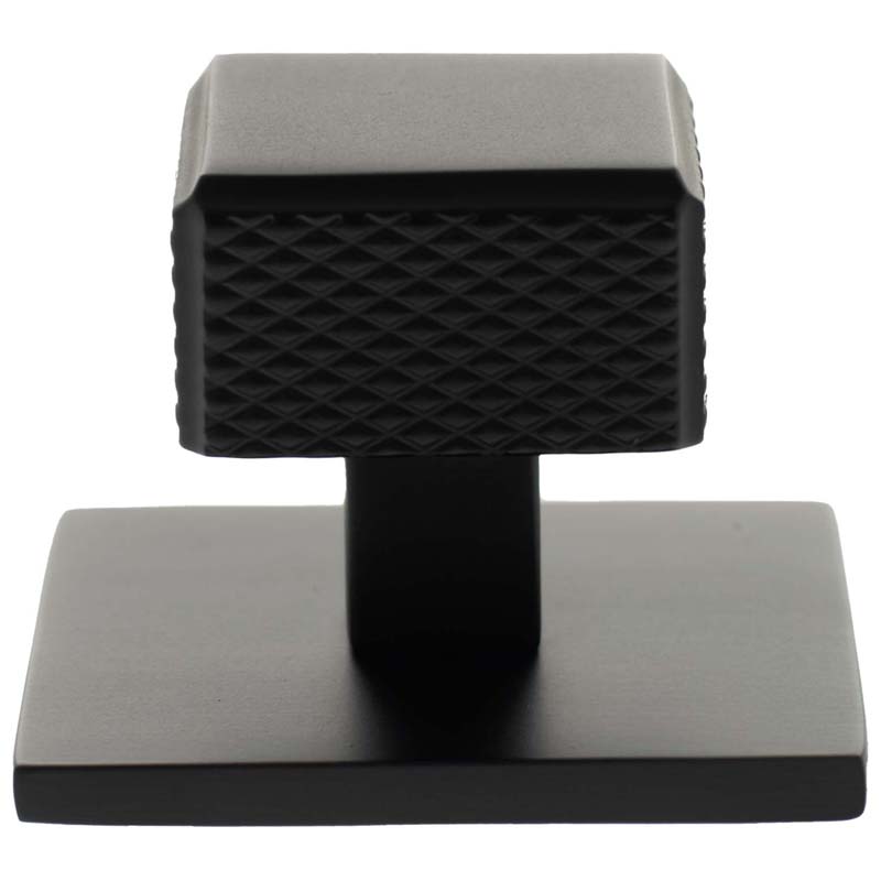 MILLHOUSE EIFFEL KNURLED CABINET KNOB+BACKPLATE SQUARE 32x32x33 BRS/MBK