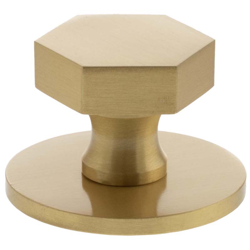 MILLHOUSE PENNINGTON HEXAGONAL CABINET KNOB HANDLE+BACKPLATE 32x29 BRS/SBR