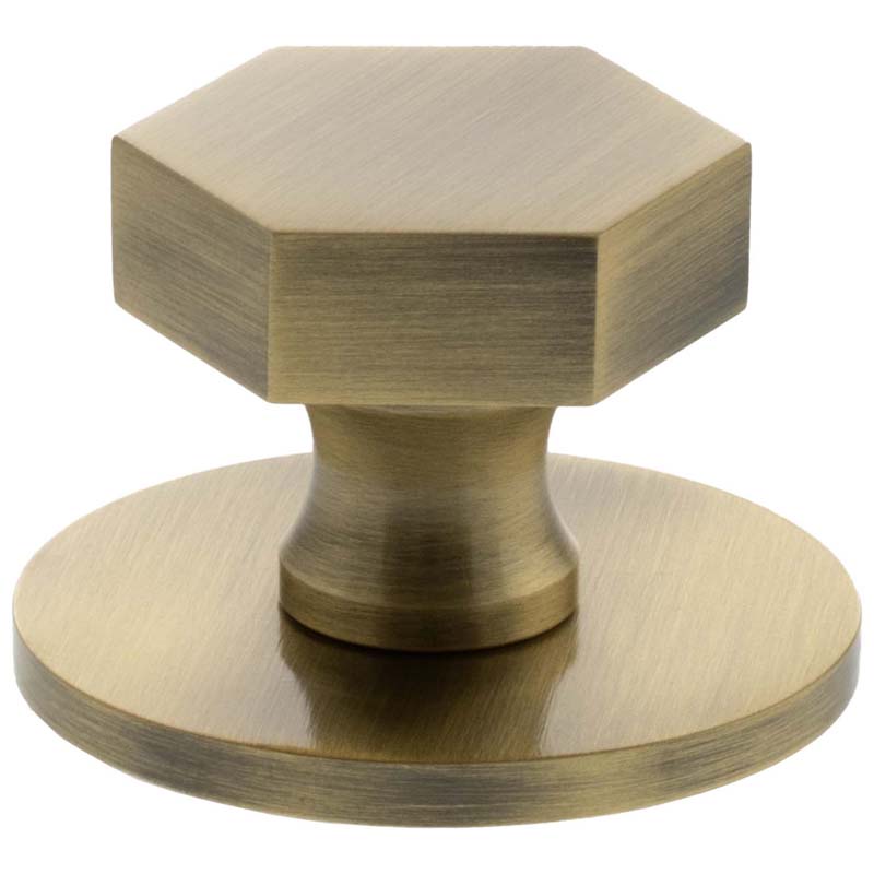 MILLHOUSE PENNINGTON HEXAGONAL CABINET KNOB HANDLE+BACKPLATE 32x29 BRS/ABR by CHASE ATLANTIC