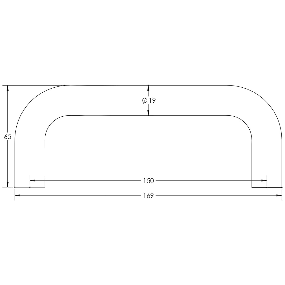 D PULL HANDLE BOLT 150HC D19x169x65 PSS