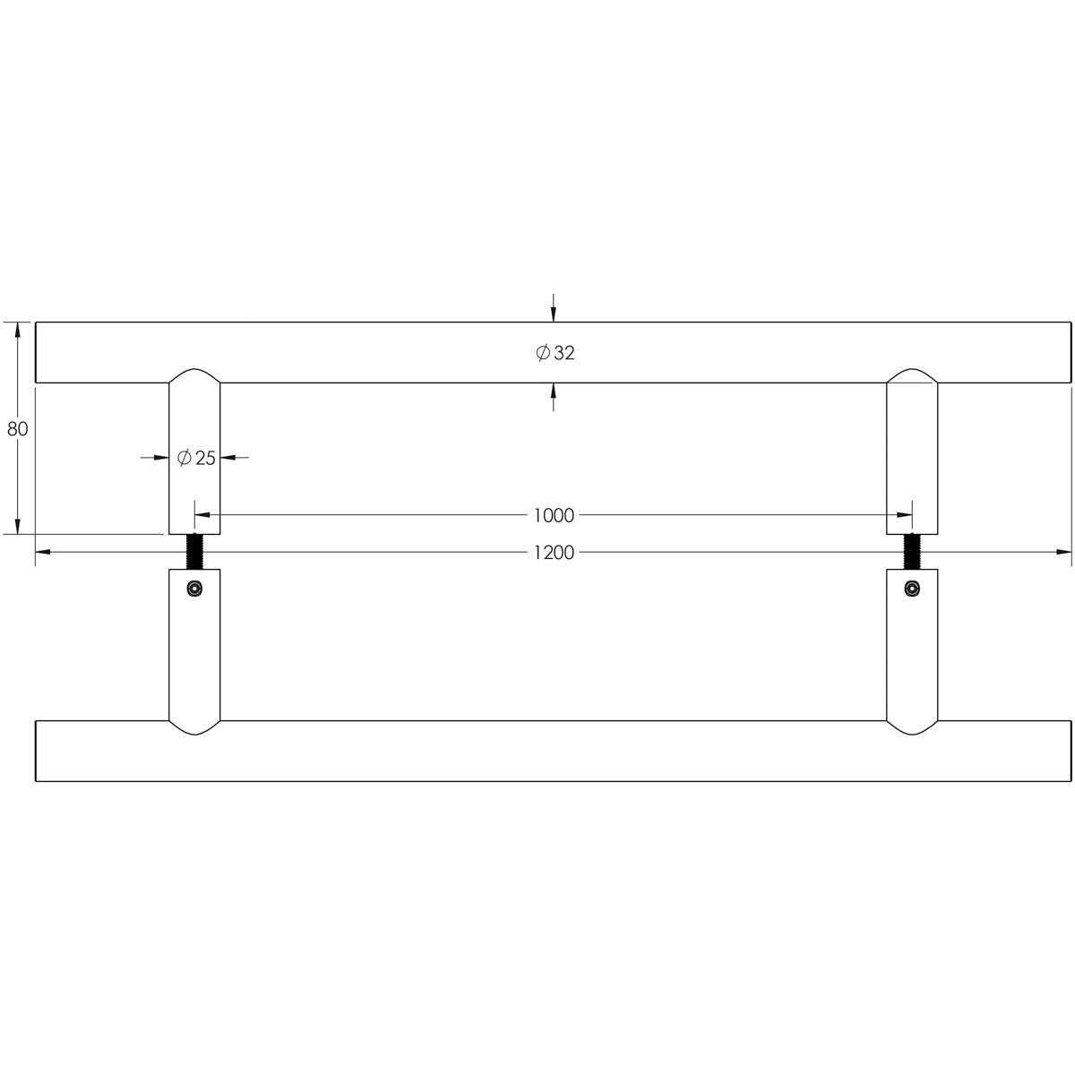 GUARDSMAN PULL HANDLE BTB 1000HC D32x1200x80 SSS