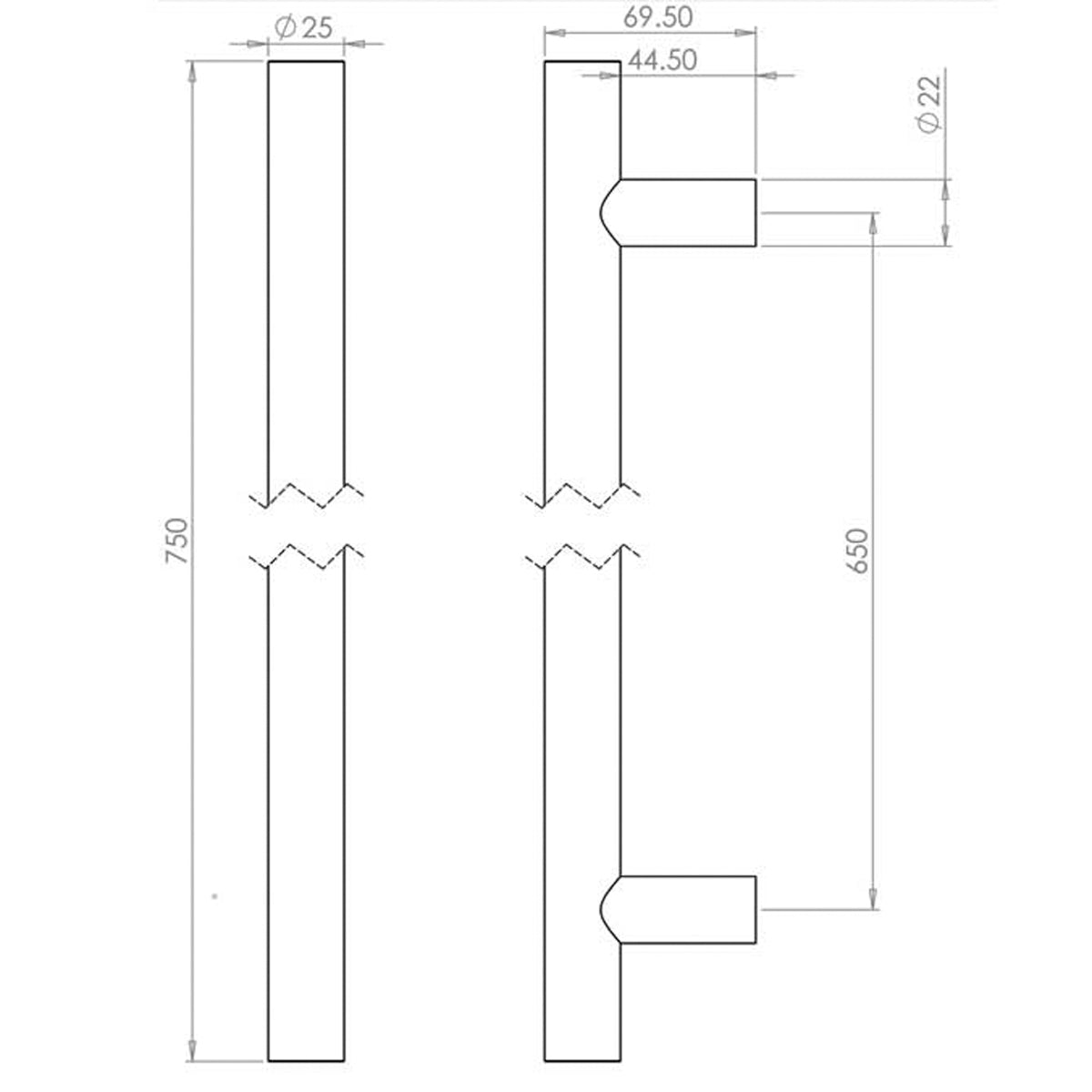 GUARDSMAN PULL HANDLE BOLT 650HC D25x0750x70 PSS