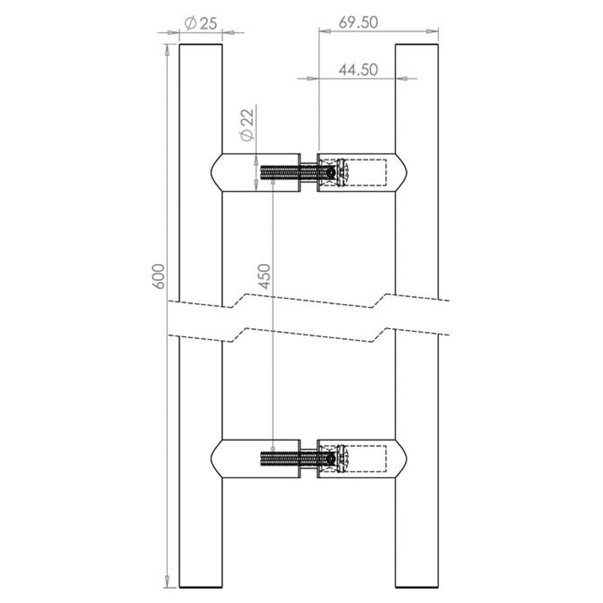 GUARDSMAN PULL HANDLE BTB 450HC D25x0600x70 PSS