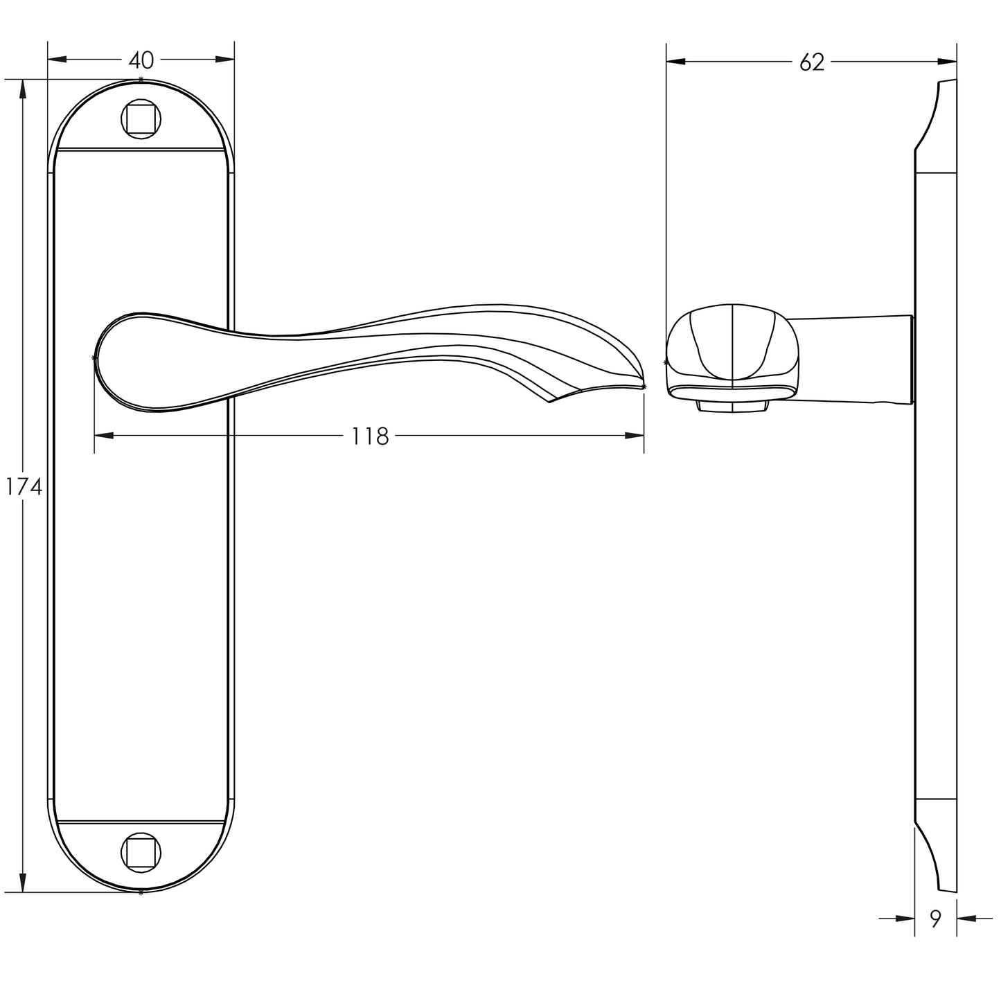 JEDO BROADWAY SUITE LEVER HANDLE LATCH 174x40x118 SCP JV921SC