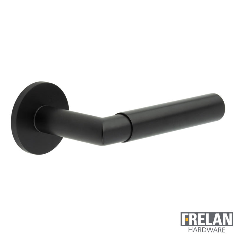 DOOR HANDLE ROUND ROSE SPRUNG 135x22x69 BLK