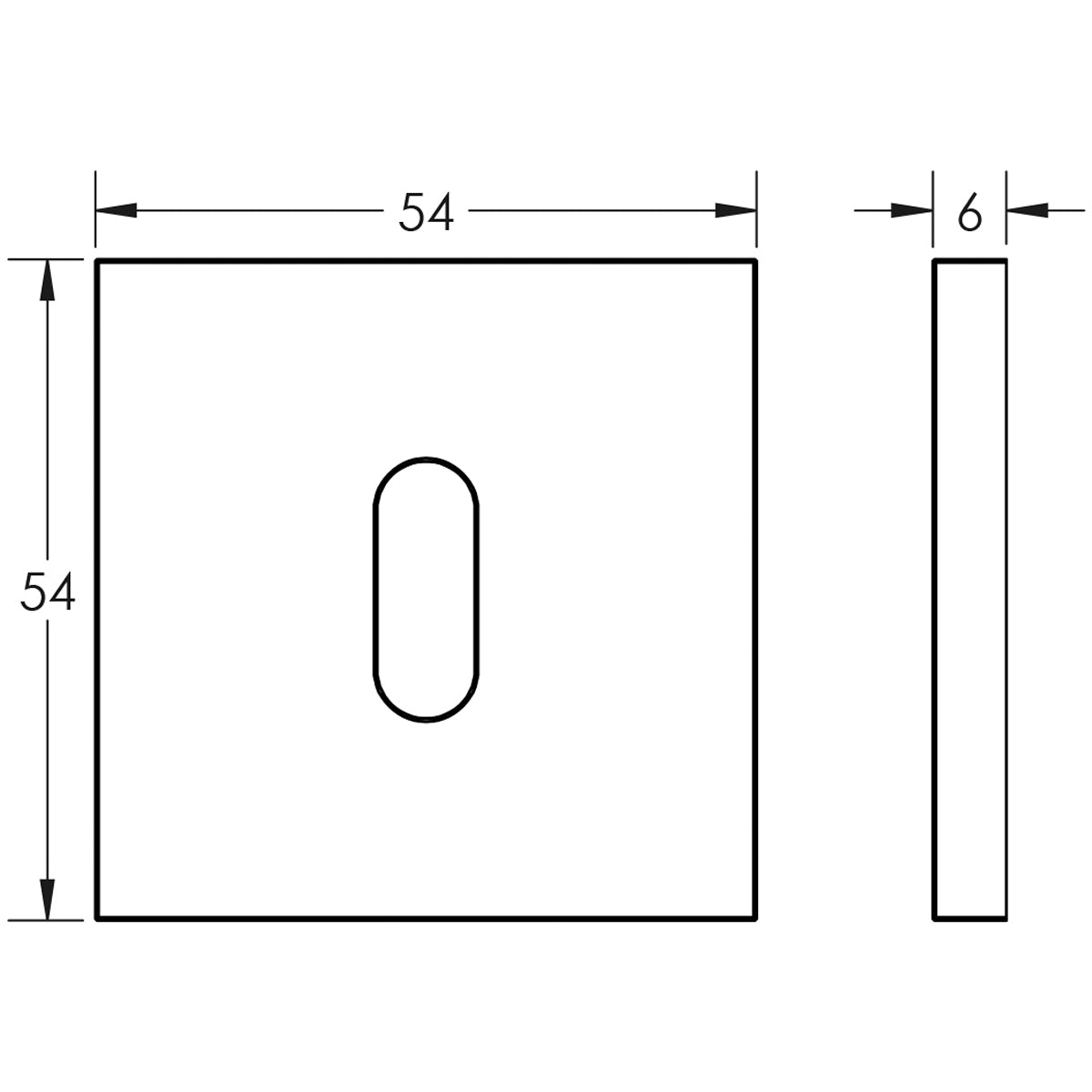 ESCUTCHEON COVER SQUARE ROSE STANDARD KEYWAY 54x54x6 ABR