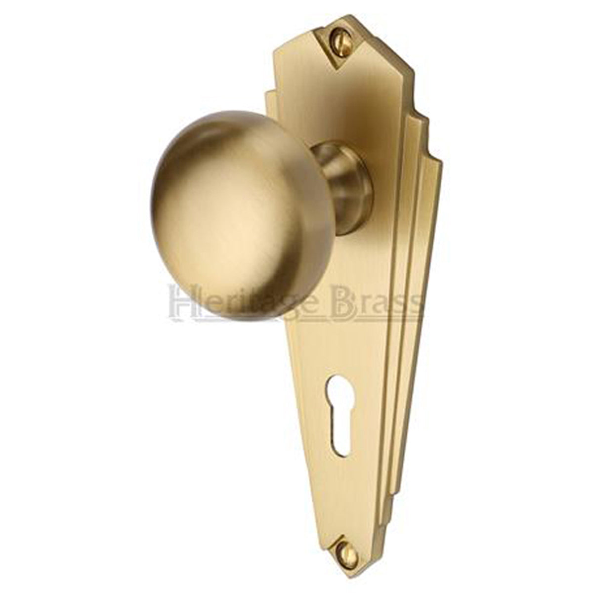 Broadway Mortice Knob on Plate – Lever Lock Satin Brass (DHM415B)