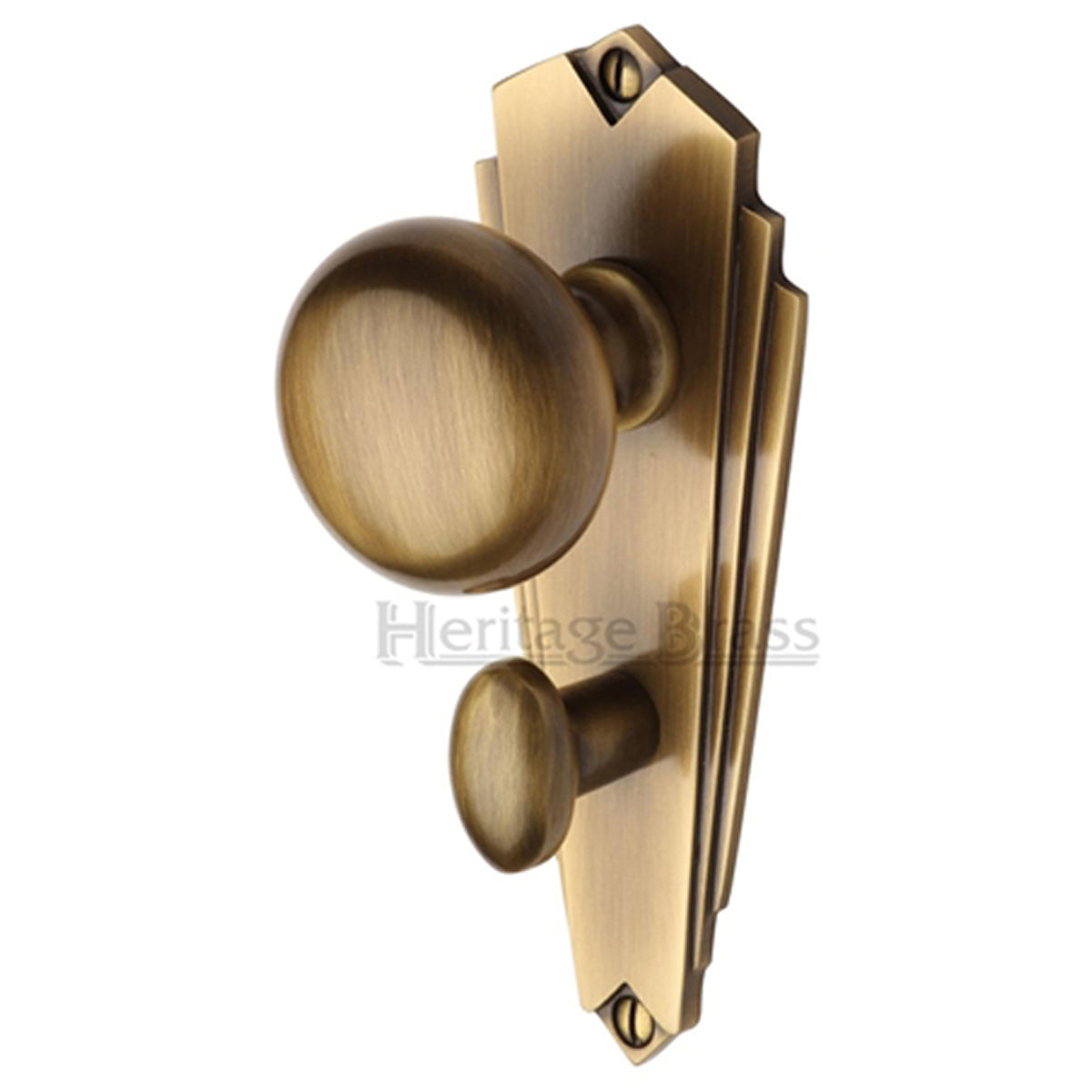 Broadway Mortice Knob on Plate – Bathroom Set Antique Brass (DHM417C)