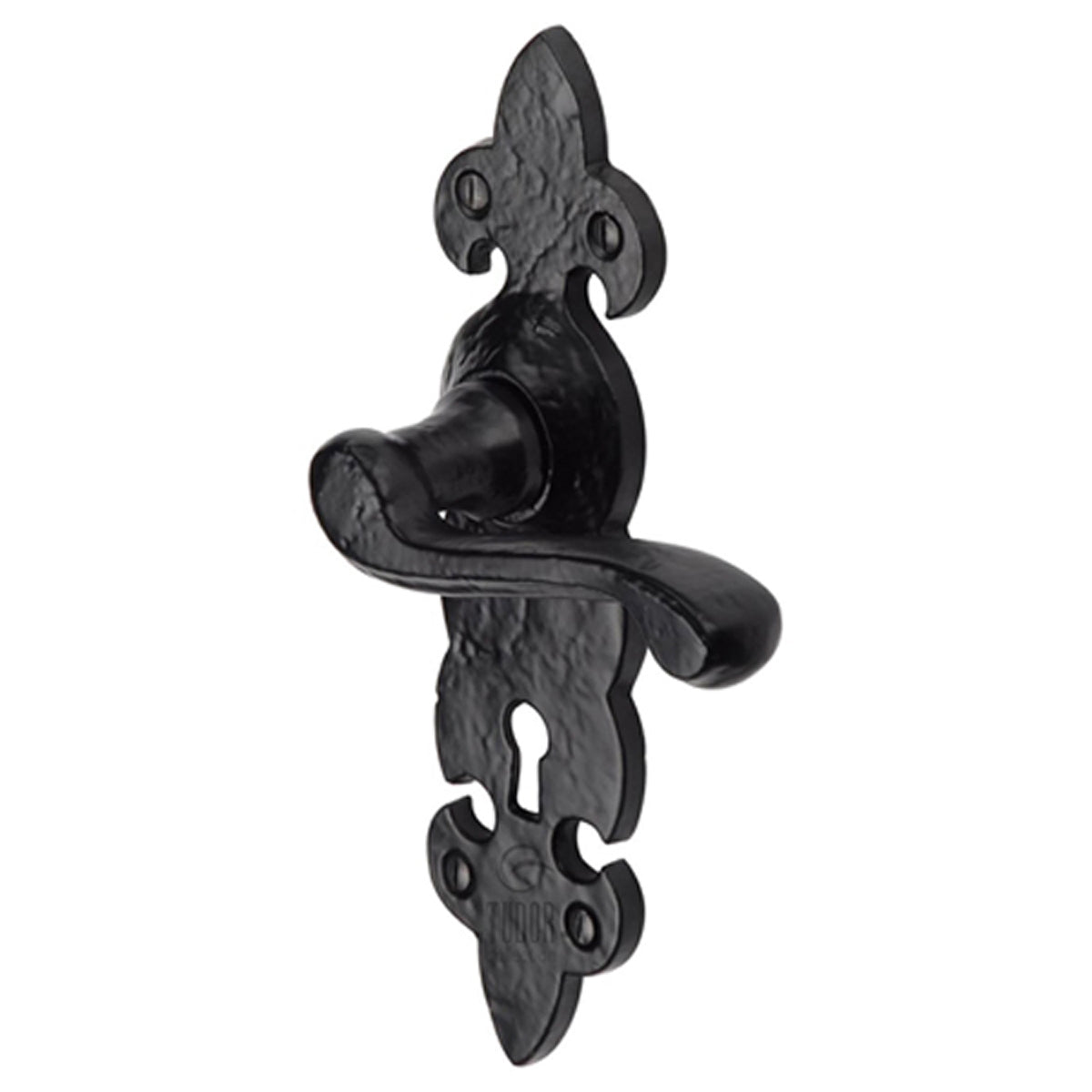BLACK FLEUR DE LYS HANDLE LOCK IR/BLK