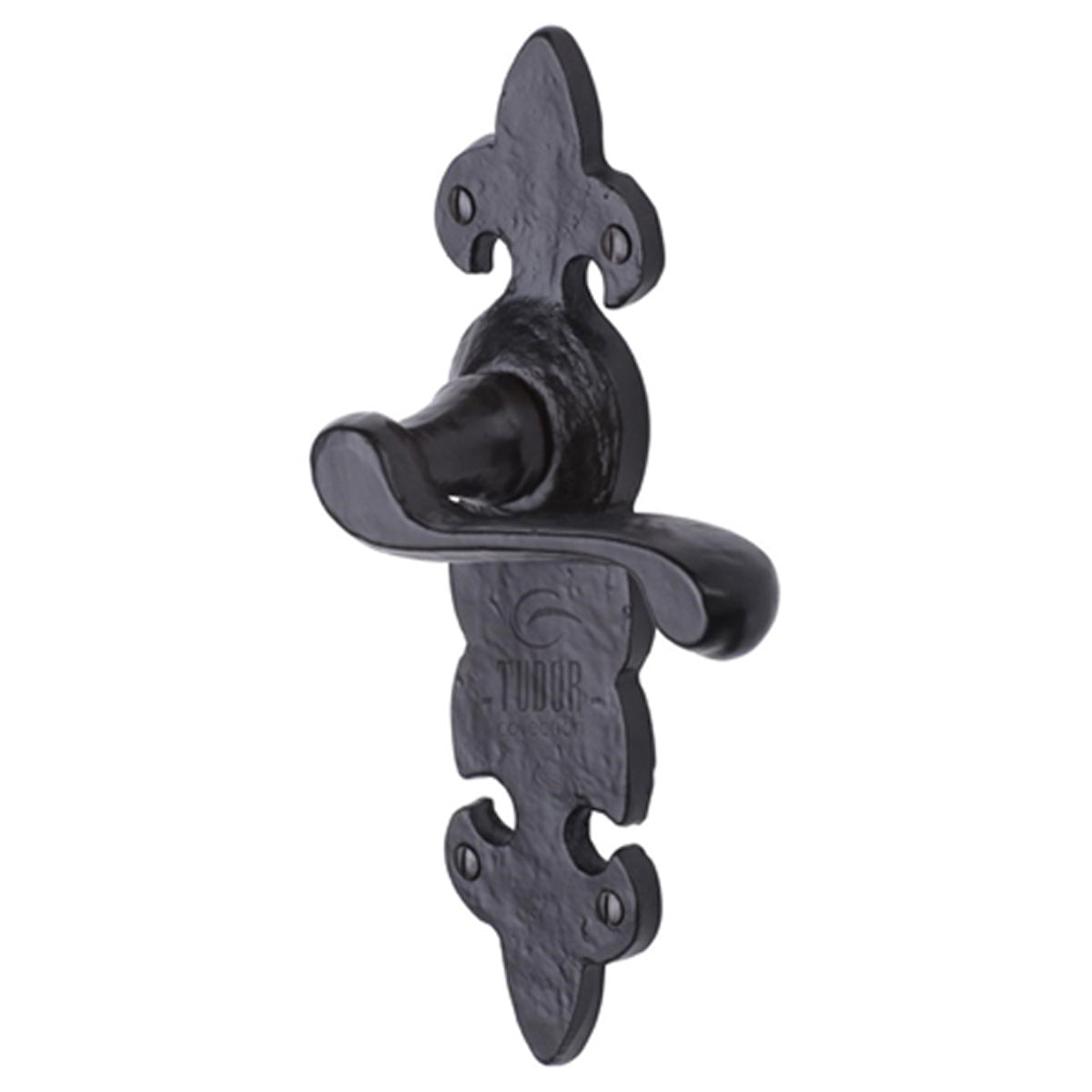 BLACK FLEUR DE LYS HANDLE LATCH IR/BLK