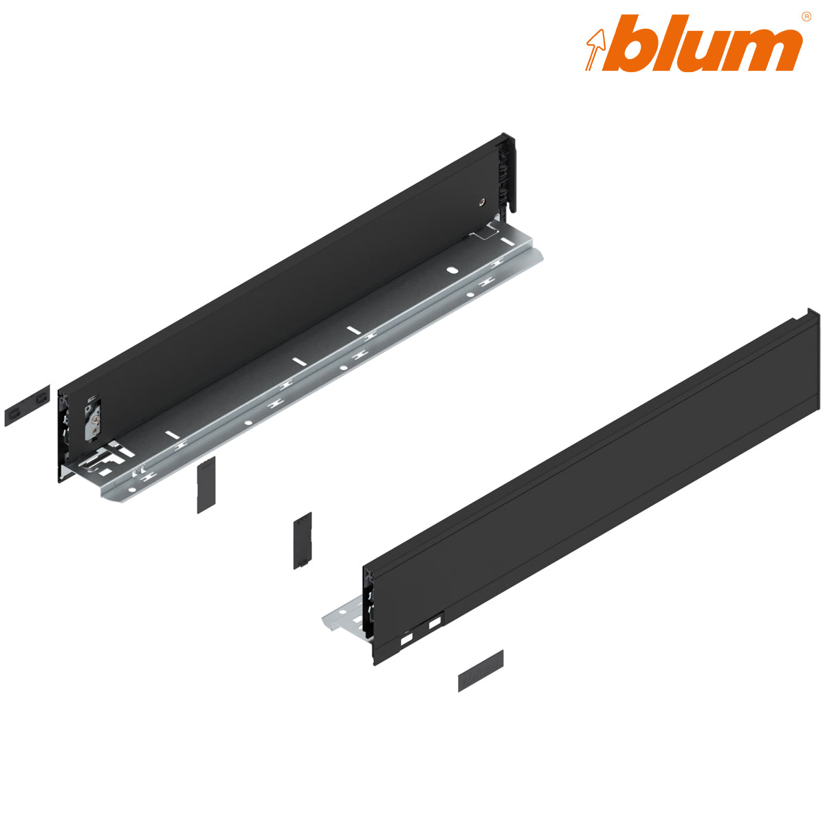 Blum Legrabox Pure Drawer Side M 91x500mm | Carbon Black Matt | Pair