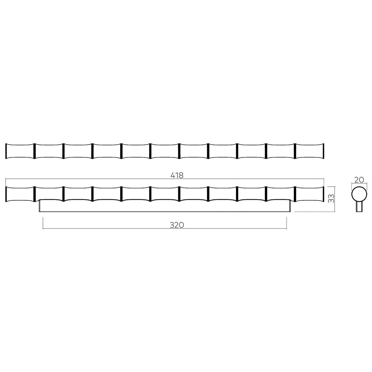 H&H ARK PULL HANDLE 320HC 418x20x33 BBR - GARP320BB