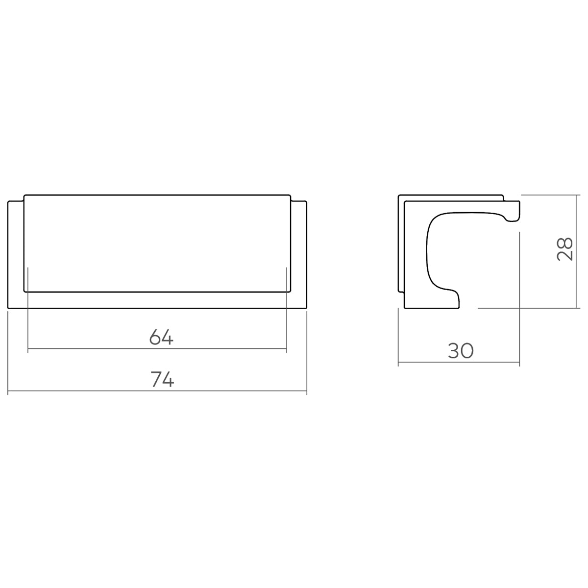 H&H FELIX PULL HANDLE 064HC 74x30x28 PNP - GFEP064PN