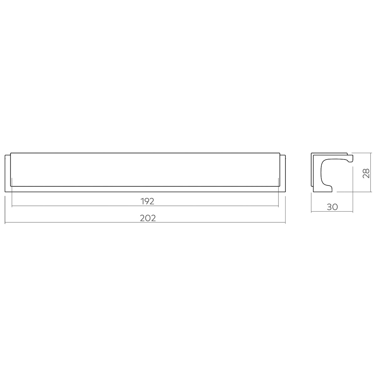 H&H FELIX PULL HANDLE 192HC 202x30x28 BSB - GFEP192BSB