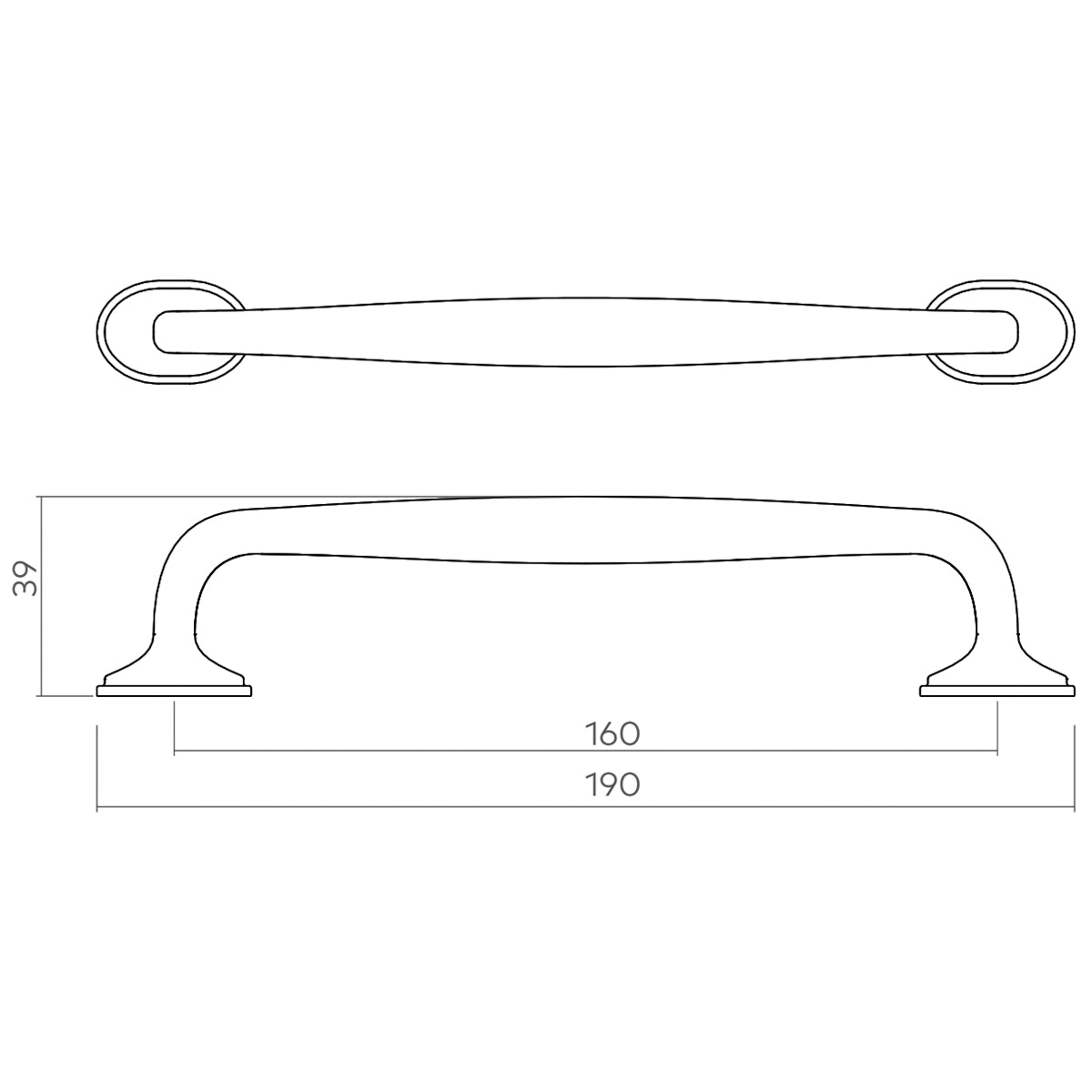 H&H GREENWICH PULL HANDLE 160HC 190x39 BSB - GGRP160BSB