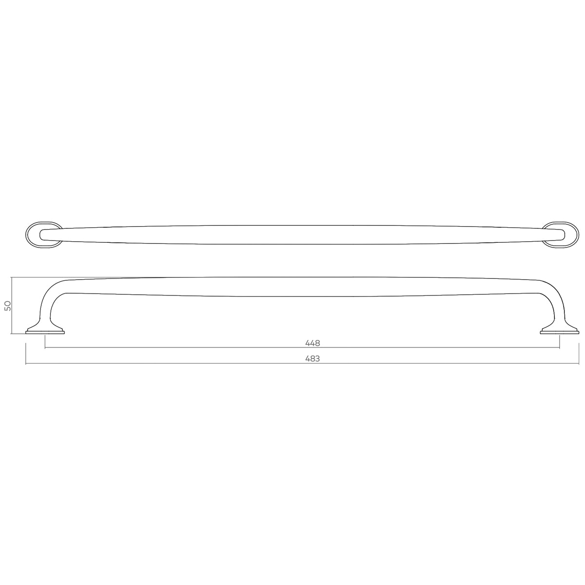 H&H GREENWICH PULL HANDLE 448HC 483x50 PBR - GGRP320PBL