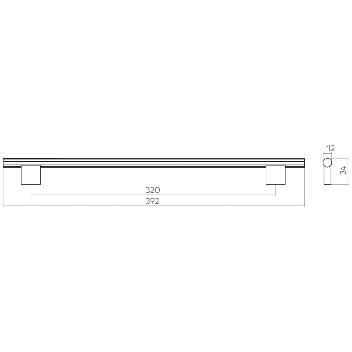 H&H DIXTON BAR HANDLE 320HC D12x392x34 PCP - GDIB320CP
