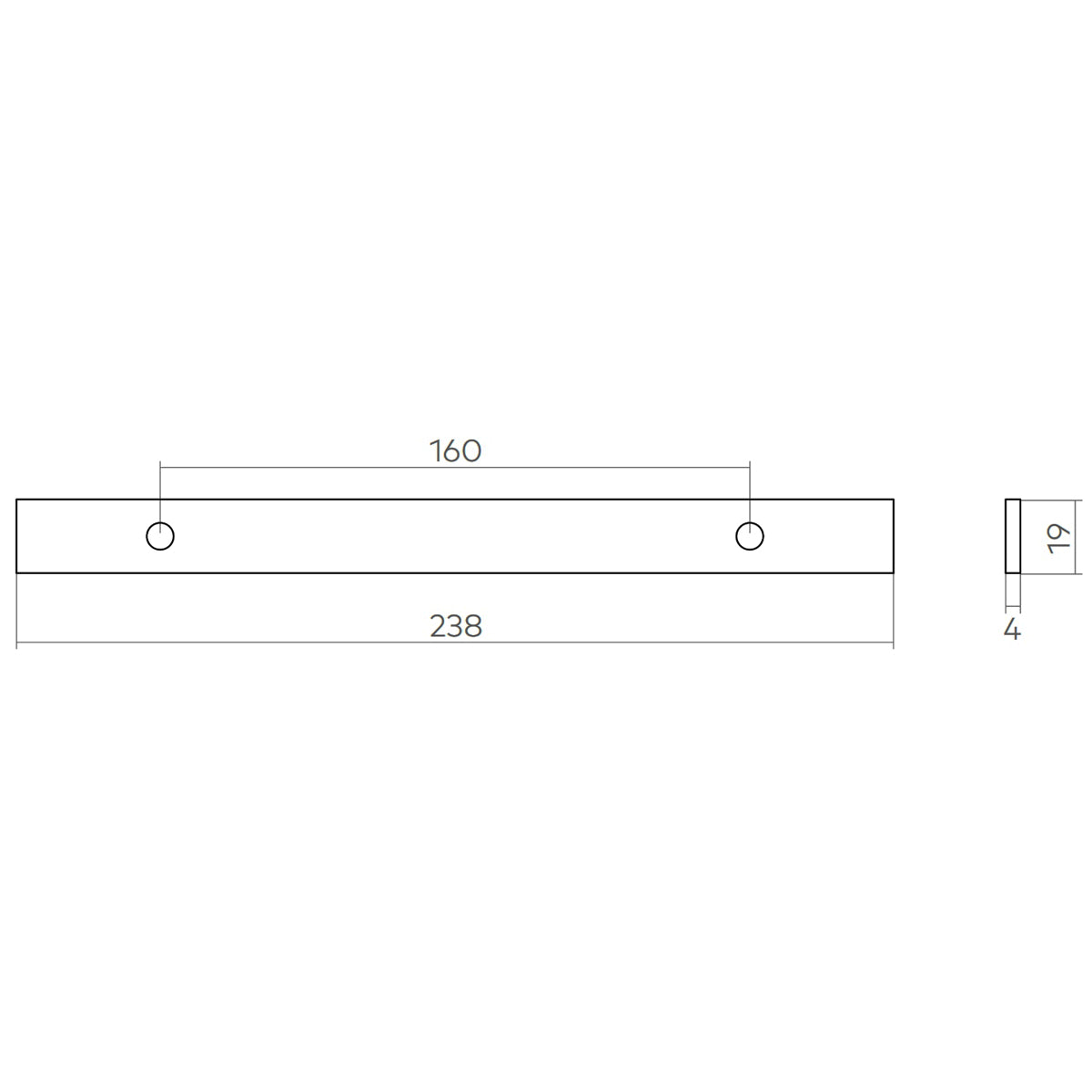 H&H DIXTON HANDLE BACKPLATE 160HC 238x19x4 BSB - GU04BP160BSB