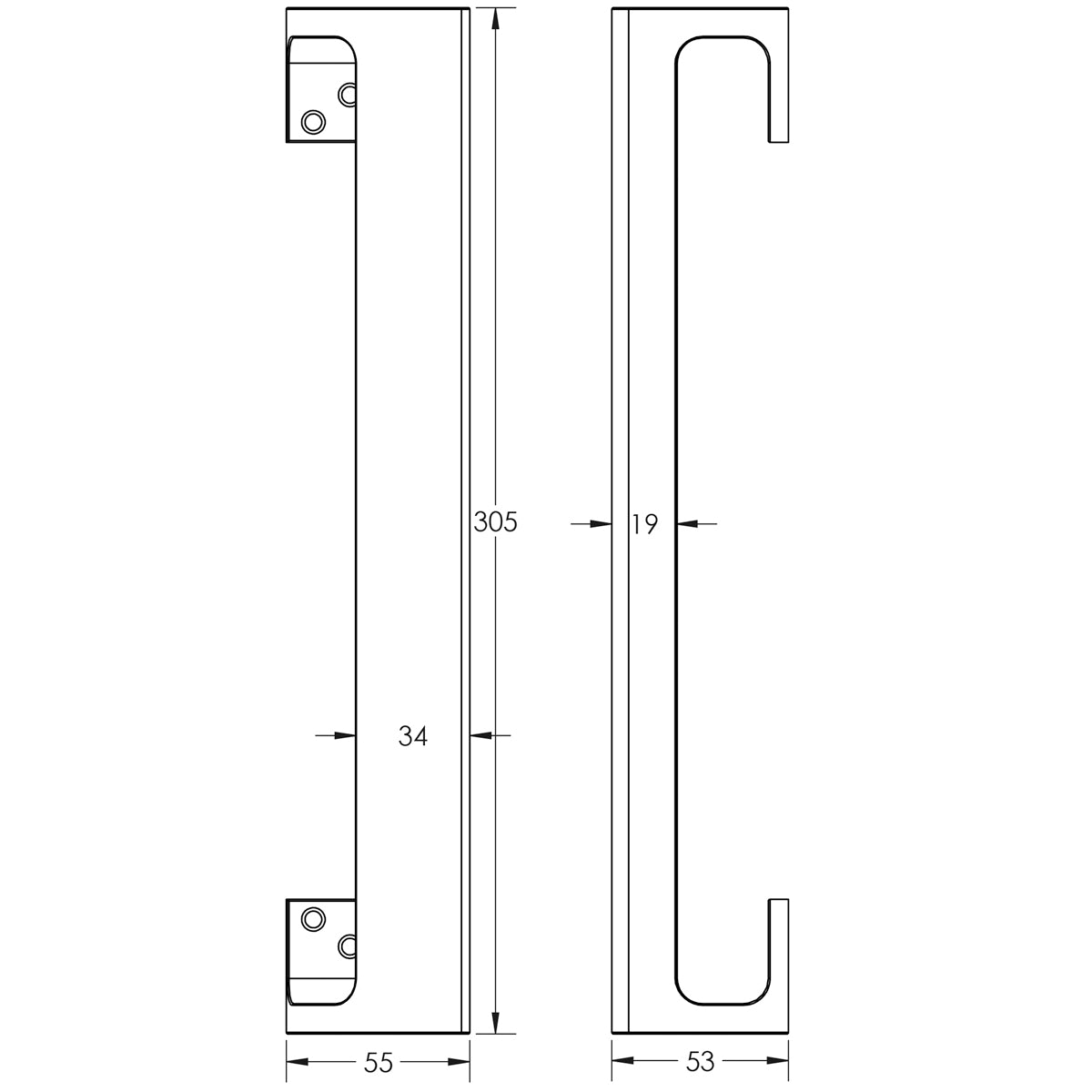 PULL HANDLE SQUARE 305x55x53 SAA J3572B