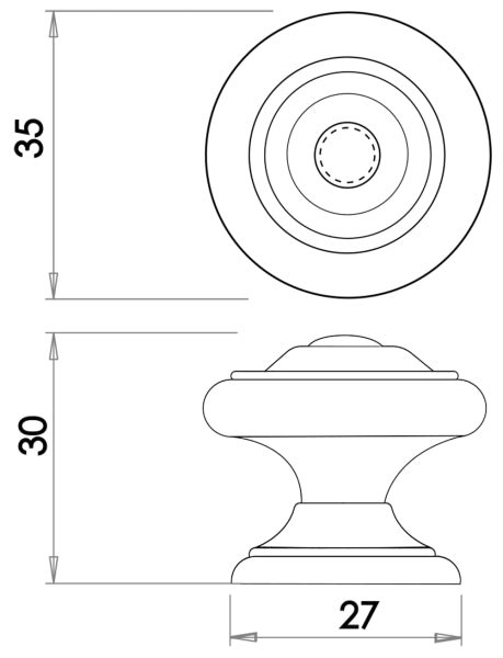 JEDO CUPBOARD KNOB D27x30xD35 TIN JH8651T