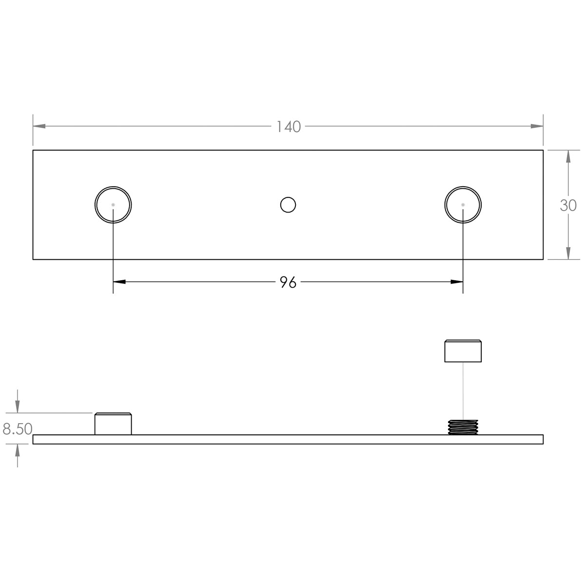 FANSHAW CUPBOARD KNOB BACKPLATE 096HC 140x30x8.5 SBR