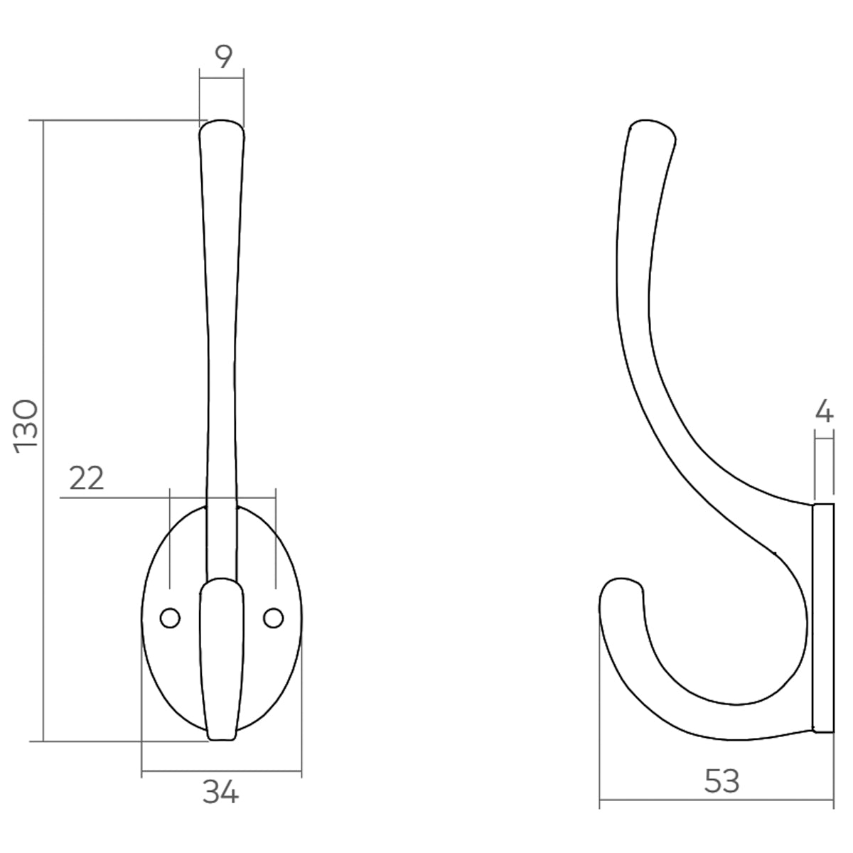 H&H FARNHAM COAT HOOK 130x34x53 BNP - GFACH030BN