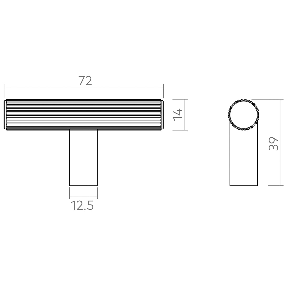 H&H HOXA KNOB T-BAR D14x72x39 BSB - GHOK072BSB