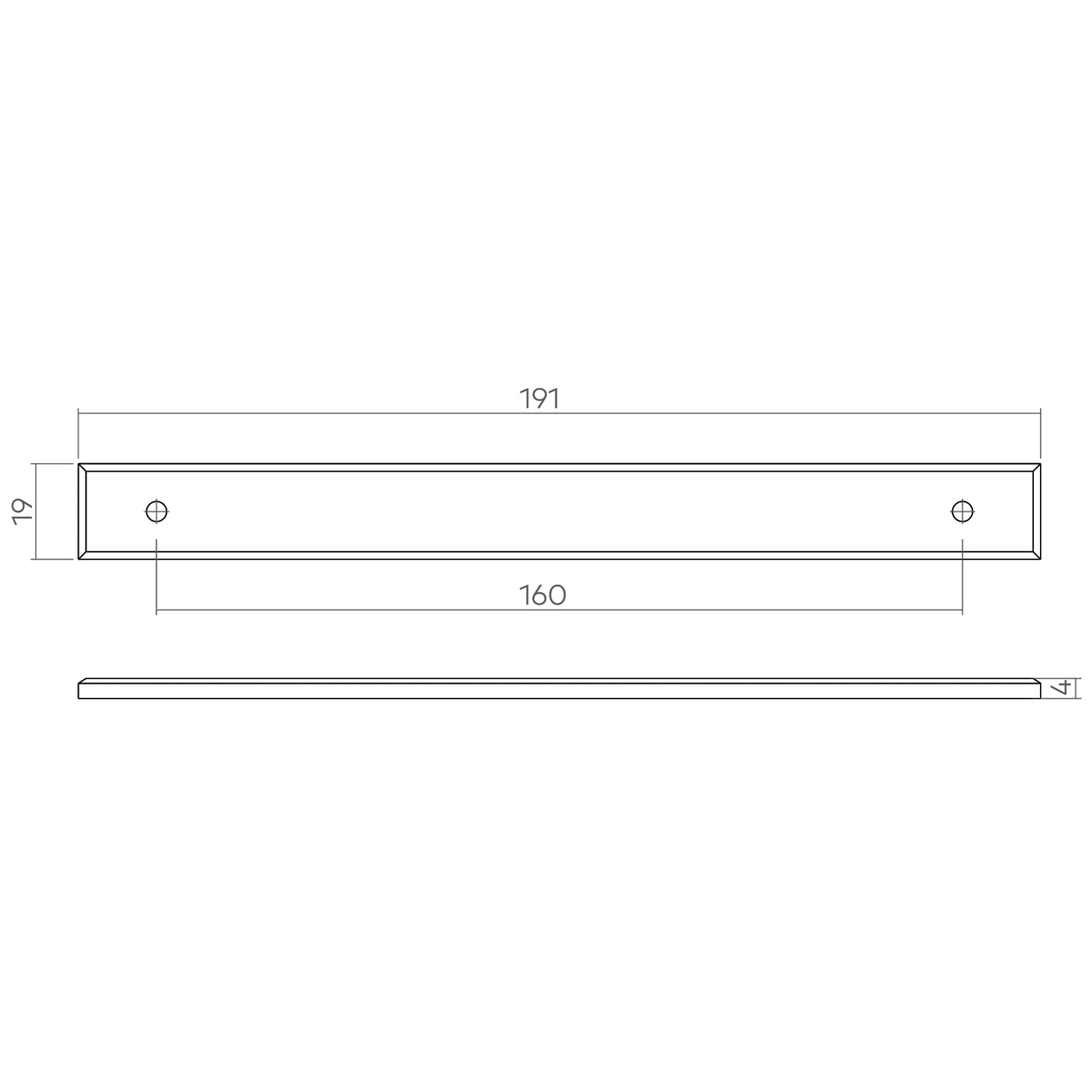 H&H NEWBRIDGE PULL HANDLE BACKPLATE 160HC 191x19x4 BNP - GNEWBP160BN