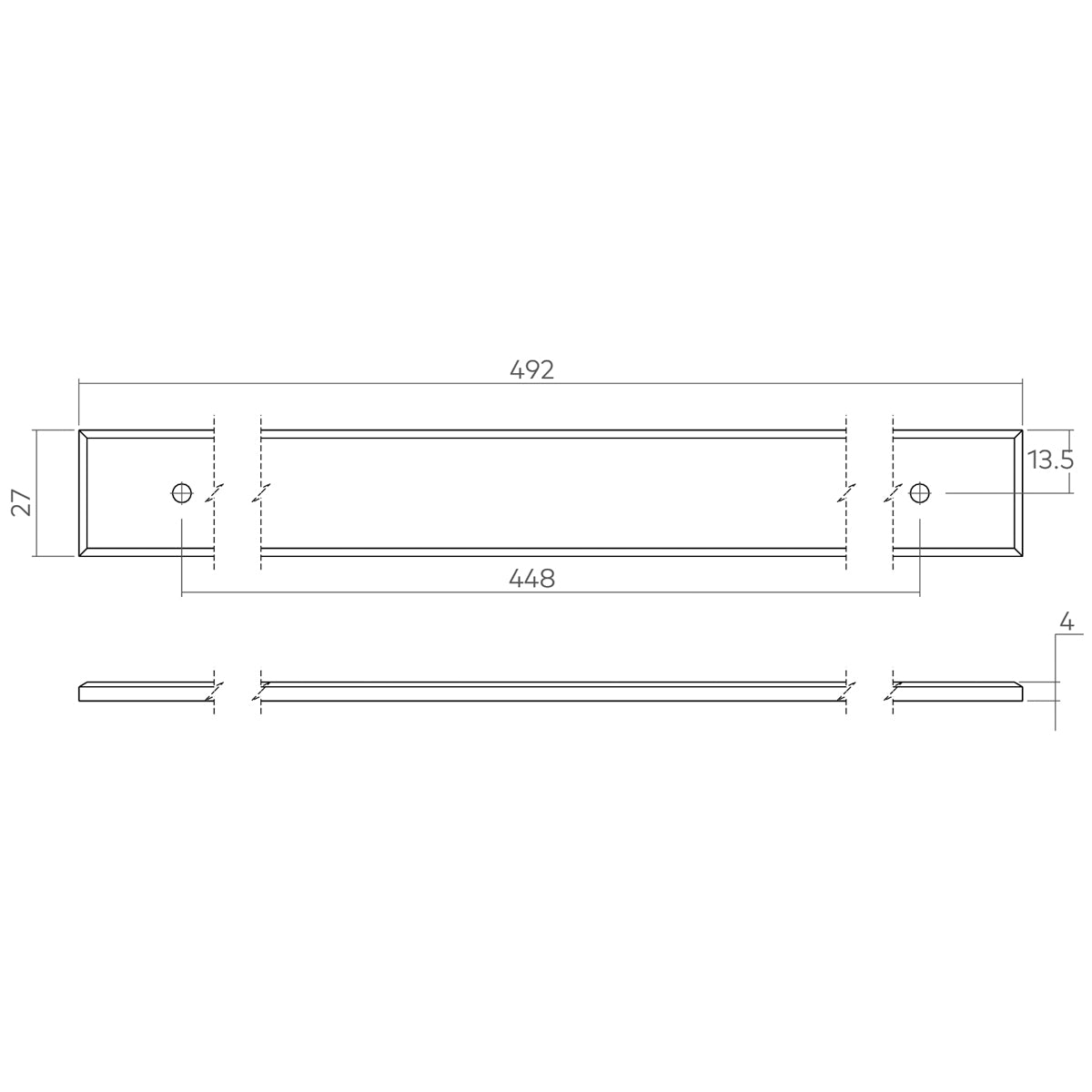 H&H NEWBRIDGE PULL HANDLE BACKPLATE 448HC 492x27x4 BNB - GNEWBP448BB
