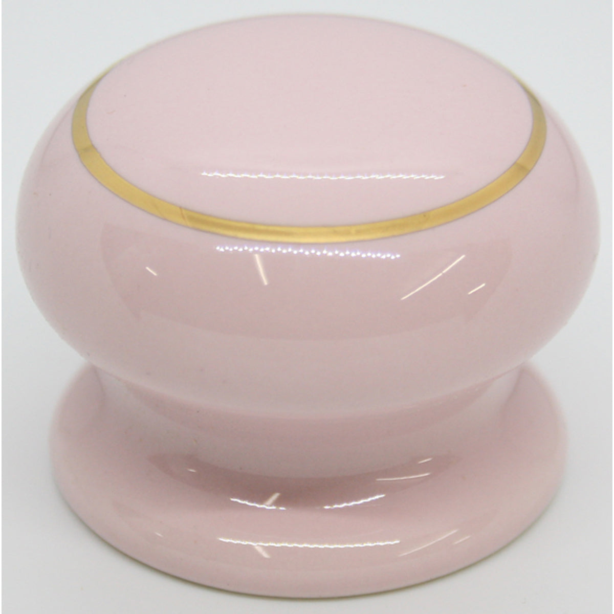 PORCELAIN KNOB D40 PINK/GOLD RING