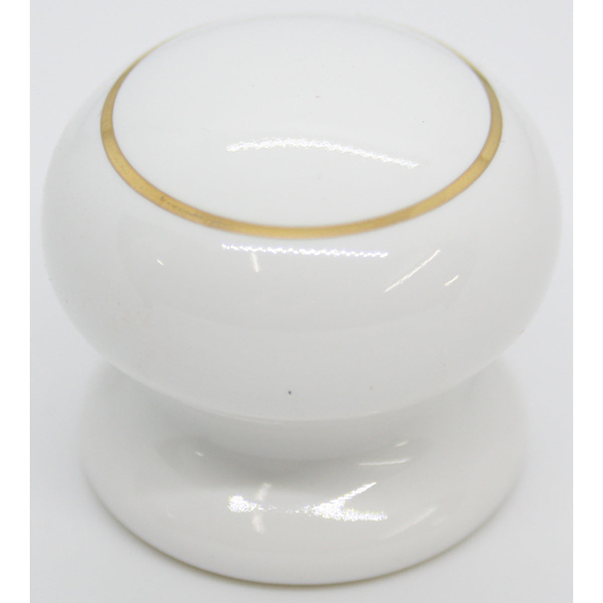 PORCELAIN KNOB D35 WHITE/GOLD RING