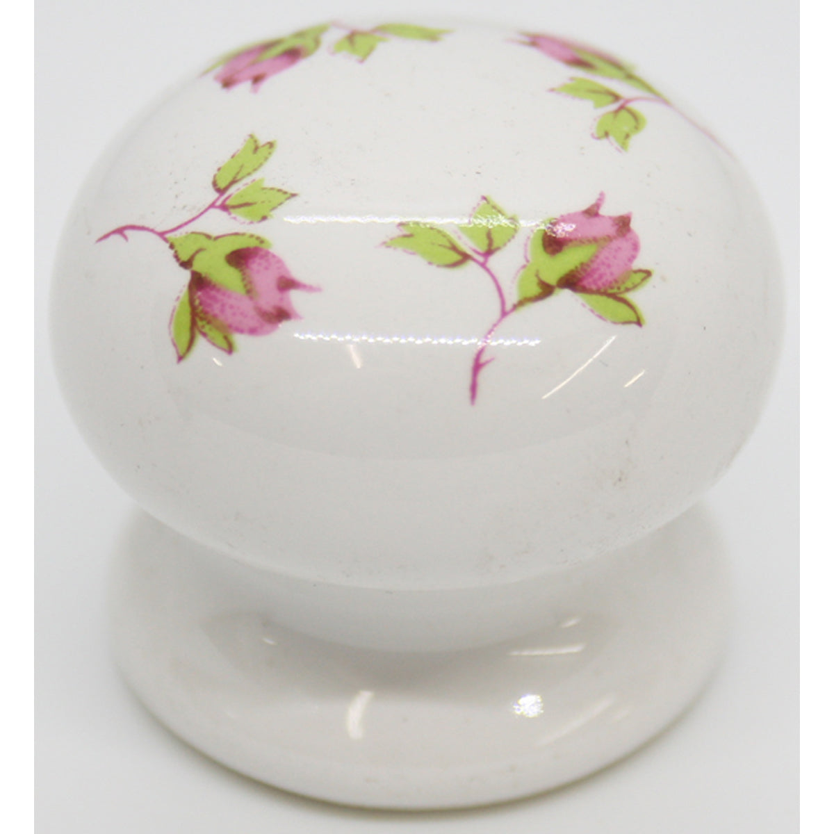 PORCELAIN KNOB D35 WHITE/SPOT ROSE