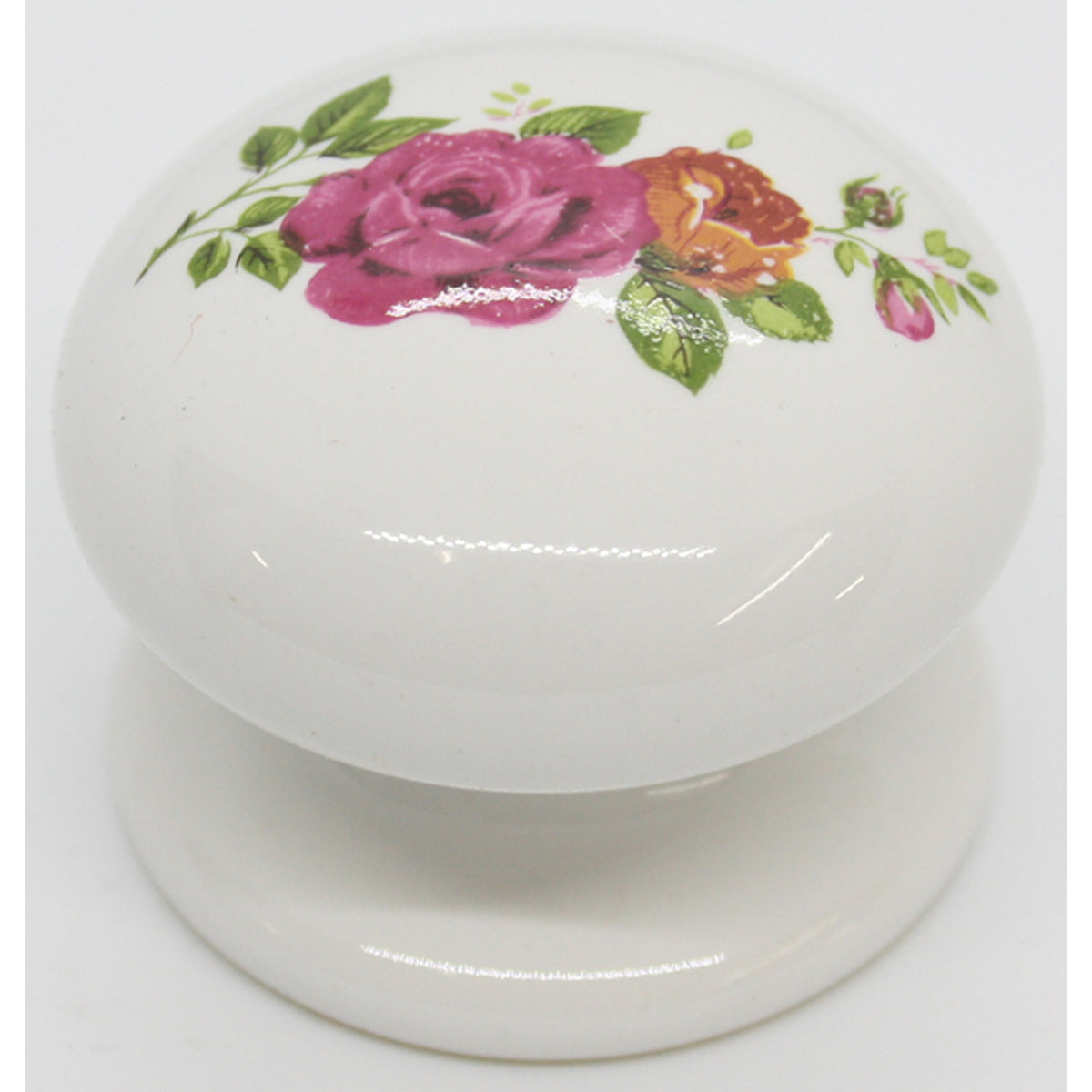 PORCELAIN KNOB D35 WHI/MANOR ROSE