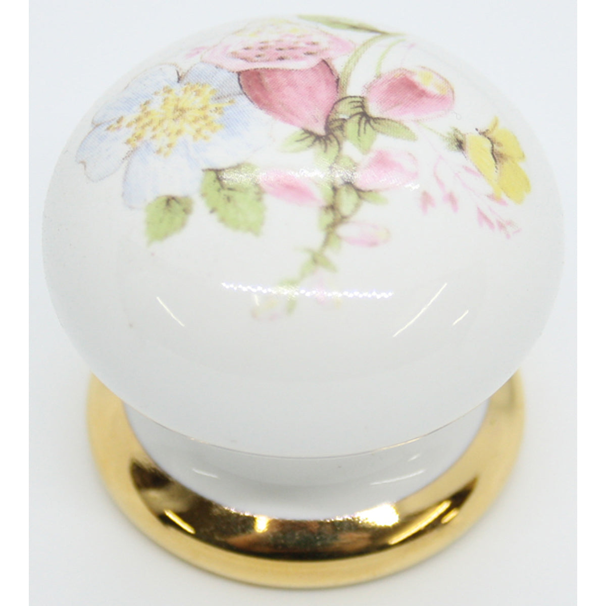 PORCELAIN KNOB D35 WHI/FOXGLOVE